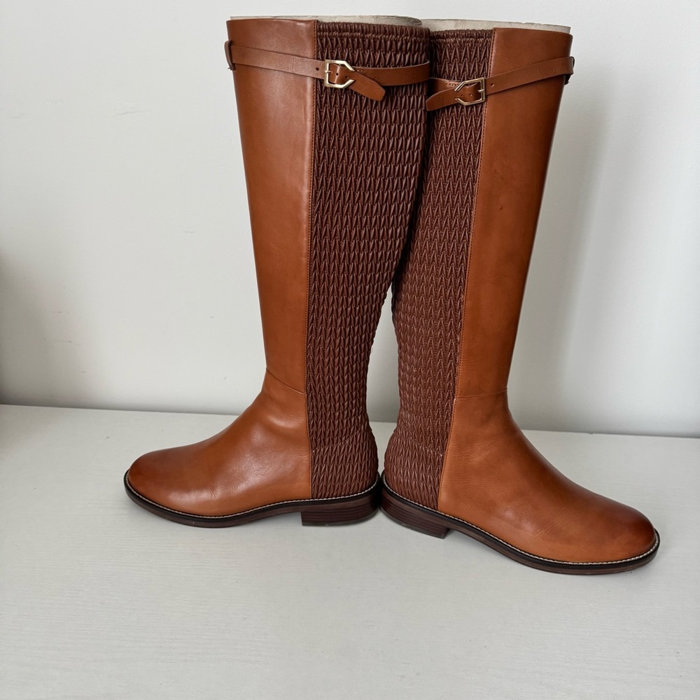 Cole Haan Brown Leather Riding Boots Sz 8 - Picture 6 of 9